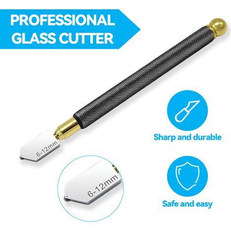 Kit de découpe pour verre épais, carrelage et miroir avec huile spécialement développée, machine de découpe professionnelle autolubrifiante, outil de coupe de verre robuste. (1/5)