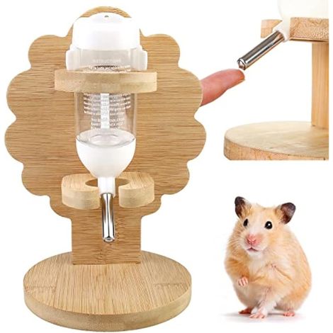 Vegena Gourde pour Hamster et Cochon d'Inde - 80 ml - Bouteille d'Eau Suspendue avec Support Réglable en Bois - Abreuvoir pour Petits Animaux (1/5)