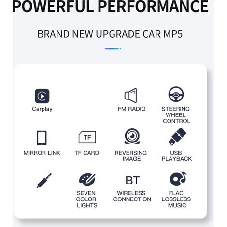Autoradio 2 DIN 7 pouces Écran Capacitif HD MP5 Multimédia Bluetooth Intégré Lecteur Audio Voiture (1/5)
