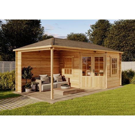 Abri de jardin pentagonal Moselle Pinie Imprégné, 40 mm Épaisseur paroi 650 x 325 cm (1/4)