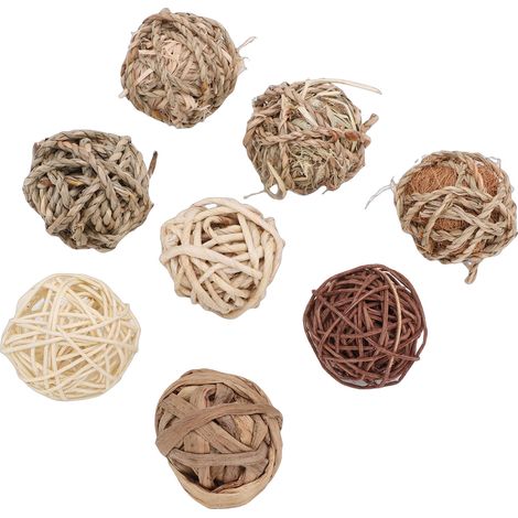 Ensemble de 8 balles à mâcher pour lapins - Jouet amusant pour petits animaux (cochons d'Inde, chinchillas, hamsters) (1/5)
