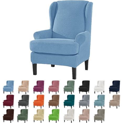 Housse De Fauteuil A Bras - En Tissu Jacquard Extensible Avec Bord Élastique - Pour Fauteuil À Dossiers Hauts - Lot De 2 Pièces (1/5)