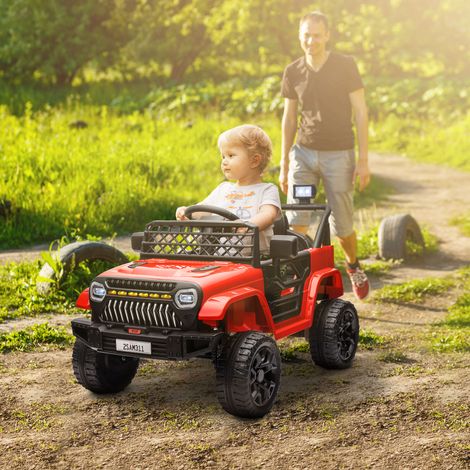 Coche Eléctrico para Niños con Batería 12V Mando a Distancia Velocidad Ajustable USB Faros Bocina Rojo (1/5)