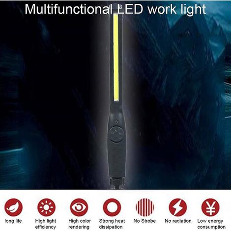 Lampe de travail COB avec éclairage d'inspection, lampe torche LED portable rechargeable par USB magnétique pour la réparation automobile, idéale pour la maison, l'atelier et les situations d'urgence. (1/5)