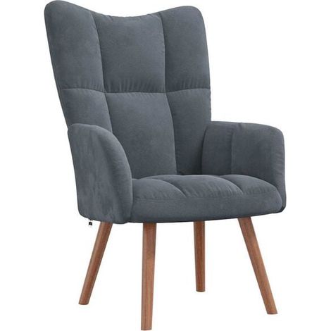Fauteuil lounge en velours gris foncé (1/5)