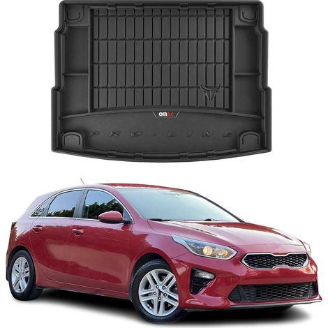 Tapis de Coffre 3D TPE Premium Compatible avec Kia Ceed III 2018 à 2023, Bac de Protection de Coffre Intérieur antidérapant Revêtement de Coffre Bords Hauts pour Voiture Noir