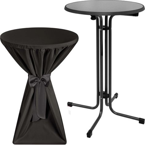 Outdoor Stehtisch Sylt, klappbar, Ø70cm, Schwarz, mit Husse
