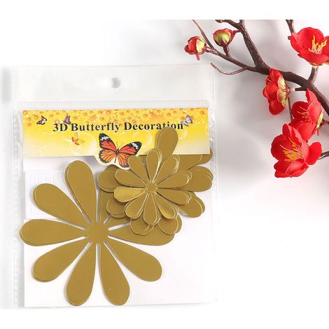 Lot de 12 stickers muraux décoratifs en trois dimensions à motif de tournesol pour les fêtes et les mariages (1) (1/5)