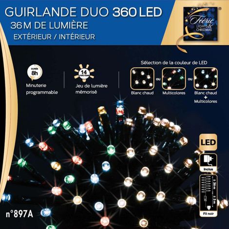 Guirlande extérieur 360 LED multicolores/blanc chaud programmable (1/2)