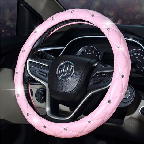 Volant Voiture Femme Rose Strass, Housse Volant 15 Pouces Cristal Diamant, Protège Volant Auto Bling Pailleté, Accessoire Auto Fille Chic (1/3)