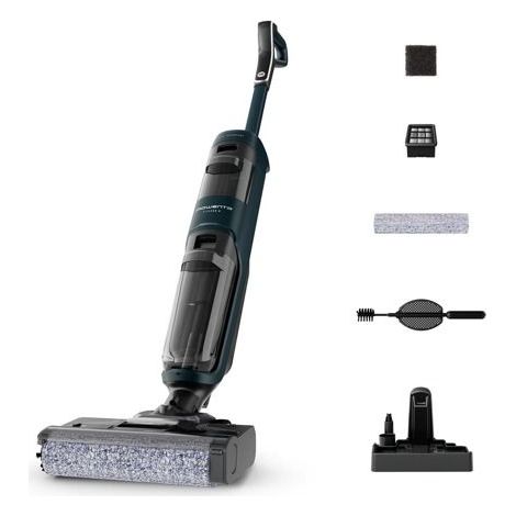 Rowenta – Aspirateur laveur sans fil 2-en-1 – Aspiration et lavage 2x plus rapide – 35 min d'autonomie – Brosse unilatérale pour nettoyage efficace