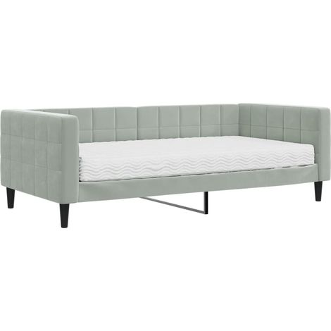Maison Exclusive - Tagesbett mit Matratze Hellgrau 90x190 cm Samt