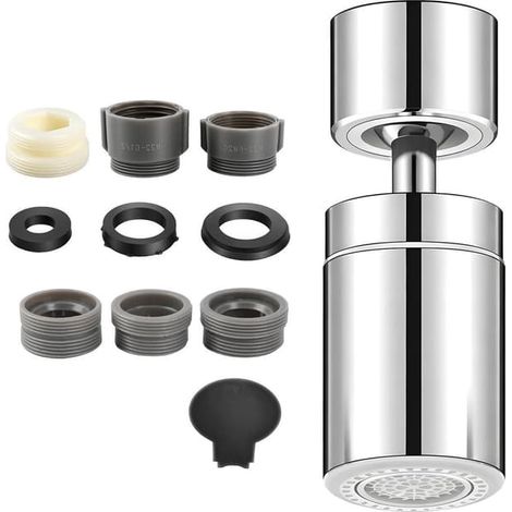 Support de robinetterie - Bec pivotant - Pratique pour la cuisine - Rotation à 360° - Compatible avec tous les robinets - Couleur argent (1/5)