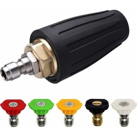 Boquilla turbo para limpiadora de alta presión, boquilla giratoria con 5 puntas, conexión rápida de 1/4", presión de 3000-4000 psi, orificio de 5,2 mm (1/5)