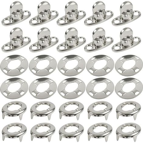 Kits de fermeture à bouton rotatif de qualité marine avec œillet, bases, outils de vis pour auvent de bateau, accessoires de bâche en toile, 10 ensembles (A) (1/4)