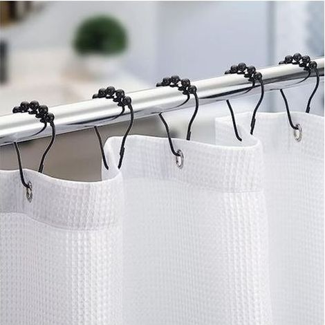 Lot de 20 Anneaux de Douche en Métal Noir Brillant - Système de Glissement Silencieux pour Tringle Standard, Accessoires Salle de Bain (1/3)