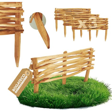 Lot de 3 Bordures Bogateco Noisetier Brun 20x60 cm Bois (1/5)