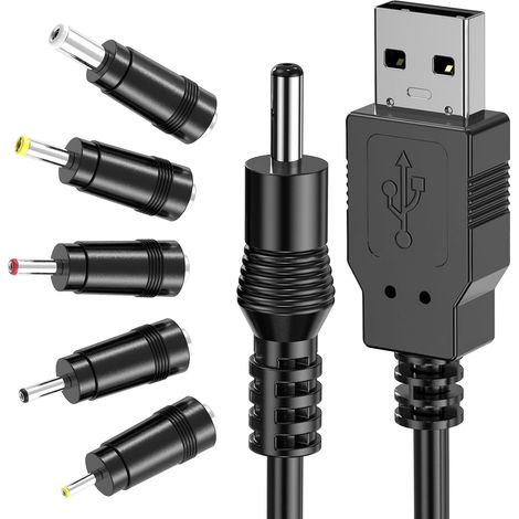 Universel Convertisseur Câble USB DC 5V vers 5.5 2.1mm 1M, DC USB Cable d'alimentation 5V Barrel Jack pour Routeur/Caméra/Enregistreur de Voiture/Lampe de Bureau/TV Box/Parleur/USB Ventilateur, etc (1/5)
