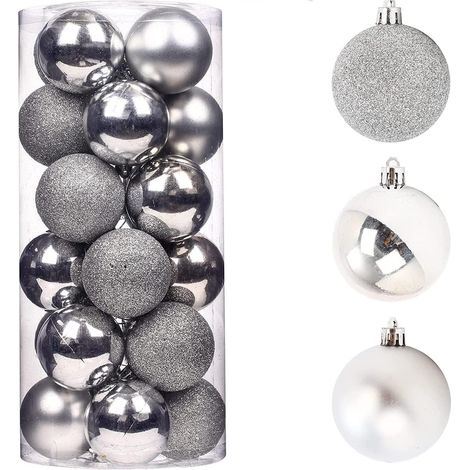 BAUBLES SILVER 5CM-9PCS SET -PVC (1/5)
