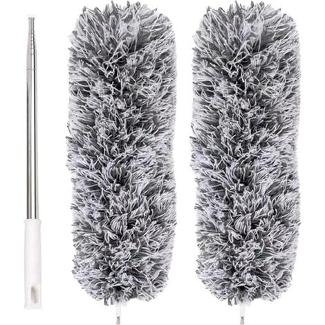 Plumeau Extensible en Microfibre avec Perche télescopique en Acier 110 po et tête Nettoyage Pliable Plumeau Plafond Lavable (1/5)