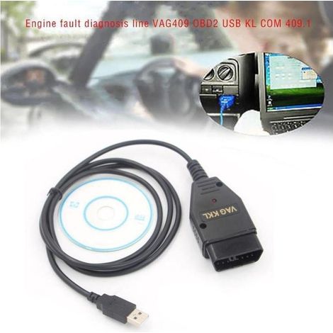 Interface USB VAG COM KKL 409.1 OBD2 Audi VW Goodnice - Câble Diagnostic Auto, Scanner EOBD, Outil de Lecture pour Véhicules VAG, Compatible Générique