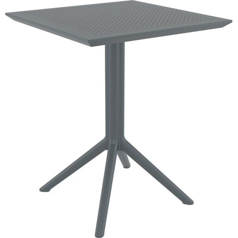 Mesa de jardín cuadrada gris oscuro: diseño moderno en resina plástica resistente 100002954 (1/5)