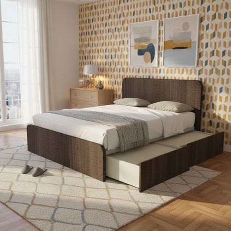 Letto matrimoniale 160x200 con cassettoni - Design italiano e montaggio facile - Olmo jerez scuro