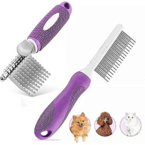 Outil de démêlage et de toilettage en métal pour petits animaux de compagnie et animaux de compagnie, lot de 2, peigne démêlant pour chiens, chats et autres animaux de compagnie. (1/5)