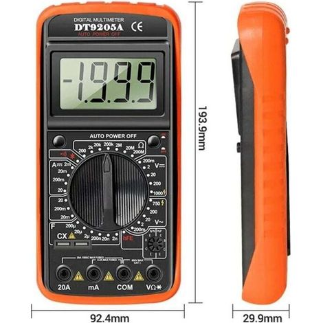 Multimètre numérique portatif à affichage LCD, True RMS, courant AC et DC, voltmètre, testeur de Transistor, Ohm, Diode de condensateur (1/5)