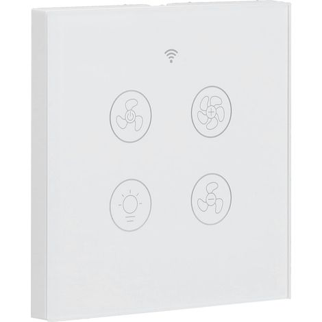 Intelligenter WLAN-Lüfter- und Lichtschalter mit Unterstützung für Funkfernbedienung und Sprachsteuerung, 100–250 V, Weiß (1/5)