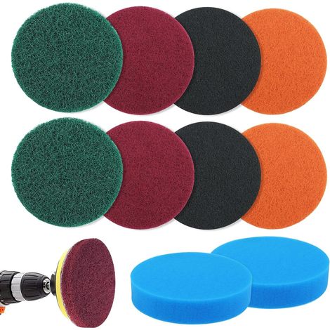 Tampons à Récurer Éponge de Nettoyage Disque Mousse Polissage 125mm Abrasive Bois Métal Abrasif Carrosserie pour Ponceuse Perceuse (1/5)