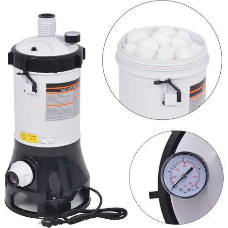 Pompe de filtration pour piscine 185 W 4,4 m³/h avec 100 billes filtrantes – Réservoir ABS PE résistant à la corrosion, manomètre, 230 V, IPX4 (1/5)