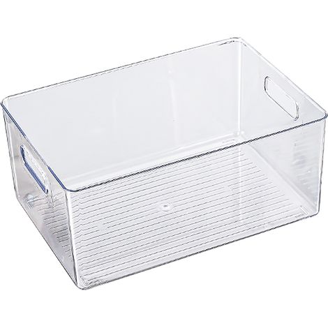 Conteneur de rangement de livres, bac de rangement Transparent et polyvalent avec poignée pour armoire, placard de bureau (1/5)