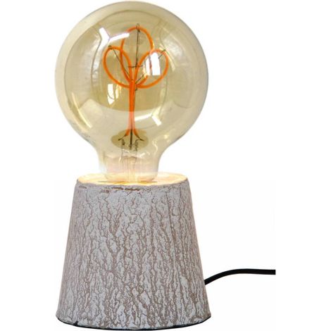 Lampe à poser design Kibo papier effet marbré beige et ampoule LED (1/3)