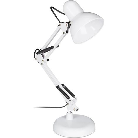 10024270 49 Lampe Retro Bras articulé Flexible Veilleuse Lecture Bureau métal E27 HlP 50x27x15 cm Blanche jardin terrasse 1 (1/5)