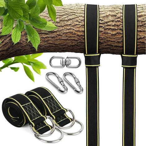 Sangles de balançoire d'arbre, kit de Suspension de balançoire d'arbre de 6 Pieds de Longueur avec 2 Crochets de Mousqueton à Verrouillage de sécurité et Sac, Peut contenir jusqu'à 2204 LB (1/5)