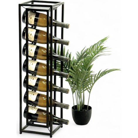 DanDiBo Weinregal Metall Schwarz Stehend Diamant 80 cm 96621 Flaschenregal Weinständer Flaschenhalter Schmal Modern