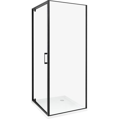 Cabina de ducha cuadrada de vidrio templado una puerta negro 70 x 70 x 185 cm Darli