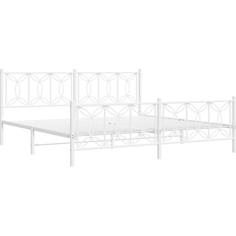 Cadre de lit métal sans matelas et pied de lit blanc 193x203 cm vidaXL (1/5)
