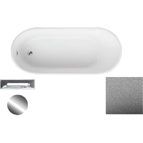 Baignoire îlot chrome glam avec bonde chrome MELODY 150x80 (1/2)