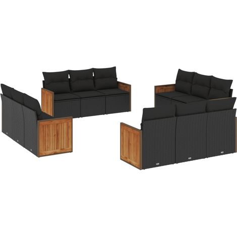 Maison Exclusive - 12-tlg. Garten-Sofagarnitur mit Kissen Schwarz