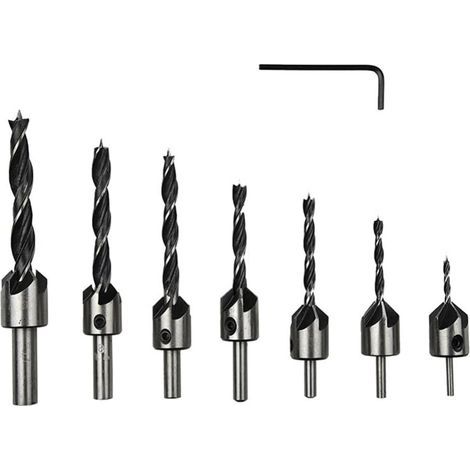 Set of 1 Deburring Drill Bits - Countersink Bits from 3 to 10 mm Height - Chamfering Tool for Plastic, Aluminum, Stainless Steel and Wood (1/5)