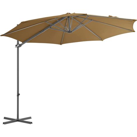 Maison Exclusive - Parasol de jardin en porte-à-faux avec mât en acier taupe