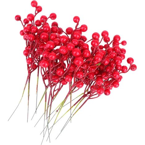 Ornements de Baies Rouges Artificielles Réalistes 16pcs en Écume pour Décoration de Noël et Bricolage Lors D'événements d'entreprise (1/5)