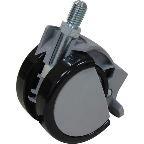 Roulette pivotante ø75 - Charge : 75 kg - Blocage : Avec - Décor : Noir - Fixation : Platine 42 x 42 mm - Hauteur utile : 88,5 mm - GUY RAYMOND