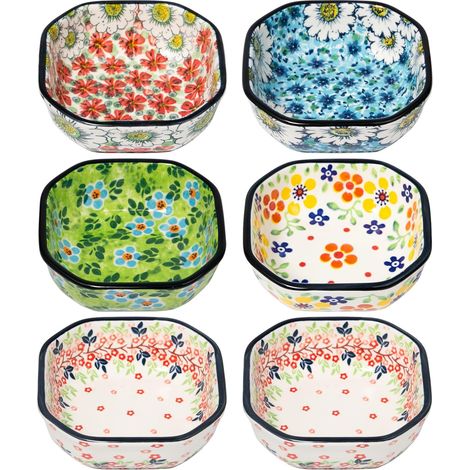 6 x Square Sauce Plates for Starters, Ketchup, Sushi Small Bowls for Dipping Plates, Square Porcelain Appetizer Bowls, Small Ceramic Bowls for Spices Fruits BBQ (1/5)