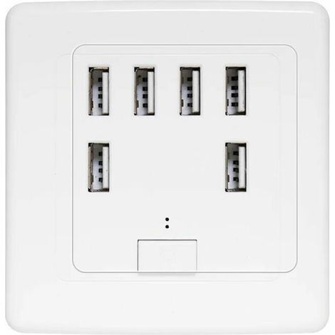 Prise murale USB universelle, 6 ports intégrés, panneau de charge 220 V 4 A, charge rapide (1/4)