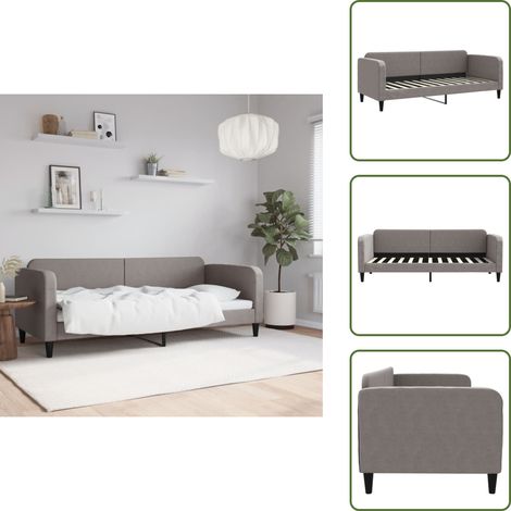 The Living Store Lit de repos sans matelas taupe 80x200 cm tissu - Canapé Convertible - Lit Invité - Meuble Multifonction - Literie - Décoration Intérieure