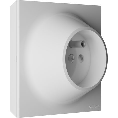 Prise de courant 16A 2P+T saillie blanche – Installation en apparent avec moulures 10mm – Compatible encastré – Sécurité enfant – Fontini