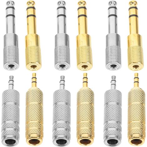 12pièces Adaptateurs Jack Audio Métalliques Mâle vers Femelle et Mâle vers Femelle pour Casque Guitare Amplificateur Microphone Stéréo Portable Haute Fidélité (1/5)